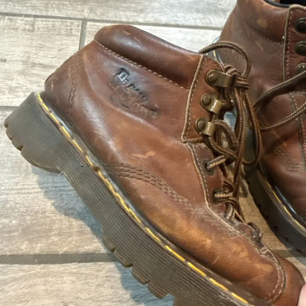 Vintage Dr Martens Brown Leather Boots Size 5 Made in England Lace Up